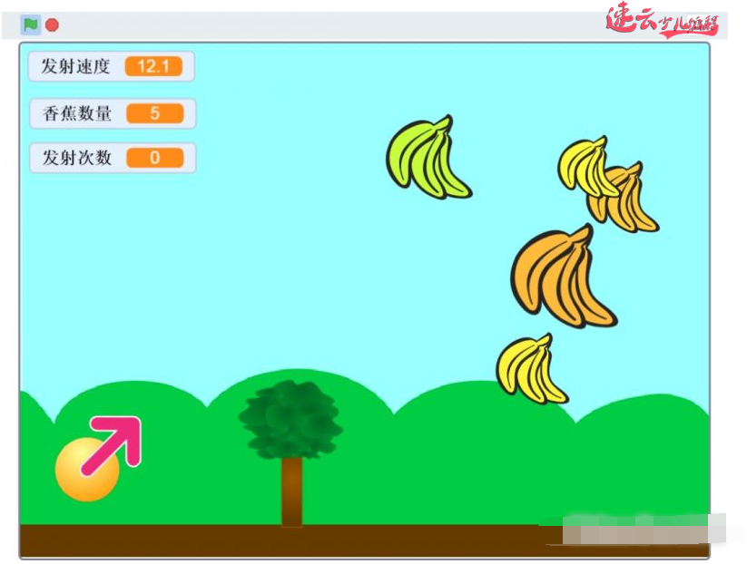 济南少儿编程：小学生用编程制作“球打香蕉”小游戏（上）~山东少儿编程~少儿编程(图1)